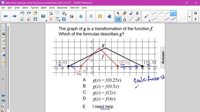Algebra2 Linear AbsVal Horizontal Stretches Shrinks of Abs Value Functions Q125 смотреть онлайн