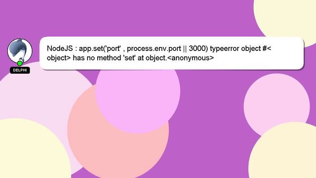 NodeJS : app.set('port' , process.env.port || 3000) typeerror object # object has no method 'set' смотреть онлайн