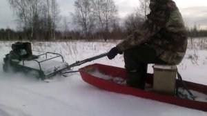 САМОДЕЛЬНАЯ МОТОСОБАКА ПО ГЛУБОКОМУ СНЕГУ