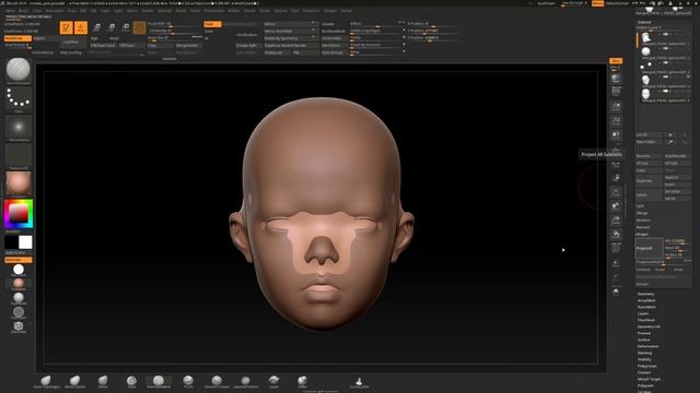 ZBrush. Project All. Восстановление детализации. Проецирование деталей. Retopology.