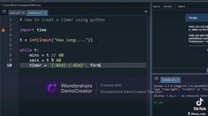 timer. easy python code to create a timer using python