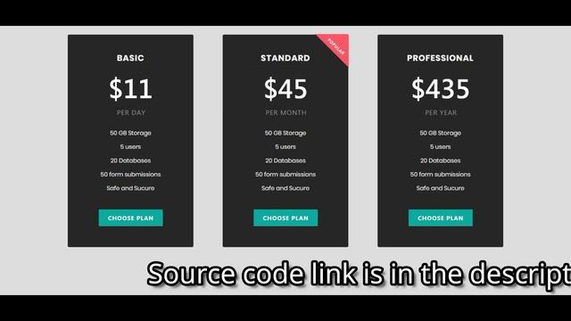 Bootstrap 4 pricing table ( source code )