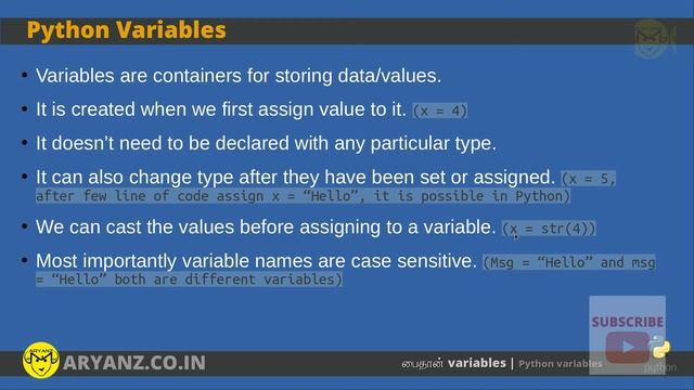 Python comments and variables | Beginner | Python in Tamil | பைத்தான் கற்றுக்கொள்ளுங்கள் смотреть онлайн