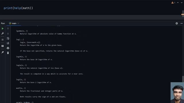 Write a Python Program to get the Details of Math Module