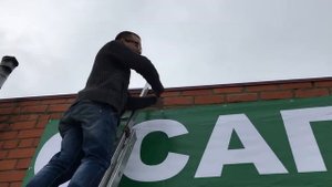 Монтаж баннера на стену в Люберцах  типография Alwayprint.ru 8(499)394-02-80