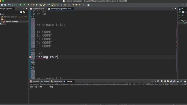Developing Algorithms Using Strings in Java