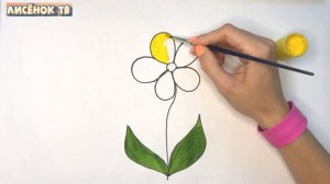 Мультик раскраска для детей Цветок | Как нарисовать  Цветочек| рисуем вместе