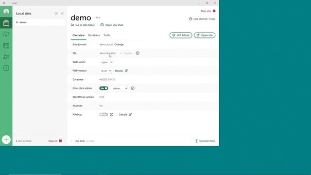 Как включить соединение по HTTPS (SSL сертификат локальный) в LOCAL?