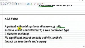 ASA (American Society of Anesthesiology) risks