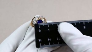 Золотое кольцо Александра с фианитом и гидротермальным сапфиром кл2470-27ск