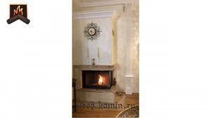 Угловой камин с Г-образной топкой АСТОВ П2С 8457 в классическом интерьере гостиной от Строй-Камин