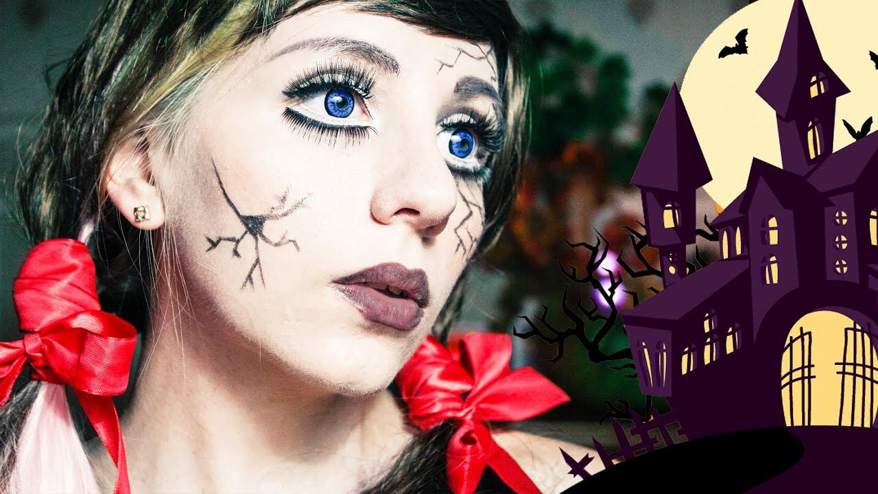 Макияж на Хэллоуин Разбитая фарфоровая кукла Cracked Doll Makeup Tutorial Creepy Doll