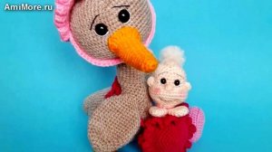 Амигуруми: схема Аист с младенцем. Игрушки вязаные крючком - Free crochet patterns.