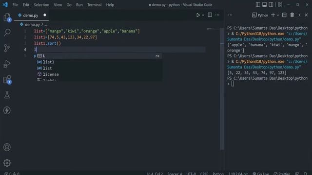 Sorting List Item In Python || Python Tutorial 2022