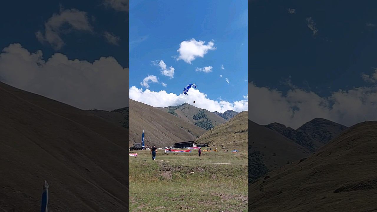 Сложение параплана на приземлении | Экстрим #горы #параплан #спорт смотреть онлайн