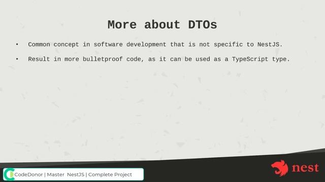 Lecture 15. Data Transfer Objects (DTOs) | Scalable API | Modern TypeScript  | Master NestJS (2021)