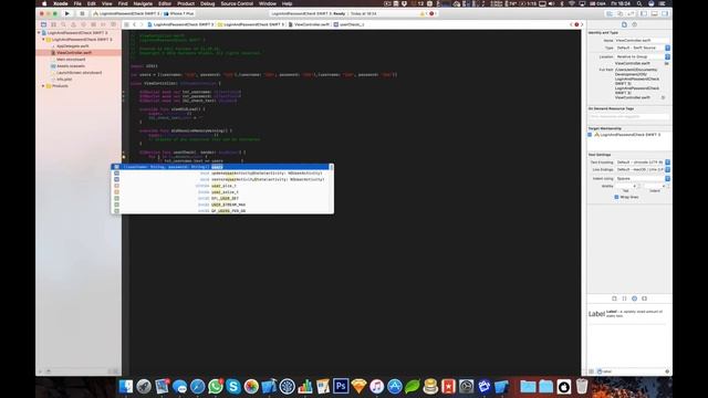 Простое приложение для проверки логина и пароля Swift 3 xCode 8/Simple app for verify login and pas смотреть онлайн