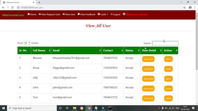 Matrimonial Site Project  - Python Django Sqlite Bootstrap