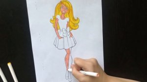 Раскрашиваем Барби в Розовом платье | Раскраска фломастерами