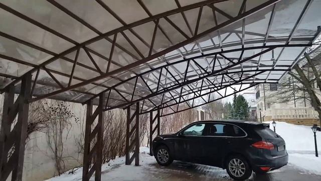 Консольный навес с монолитным поликарбонатом смотреть онлайн