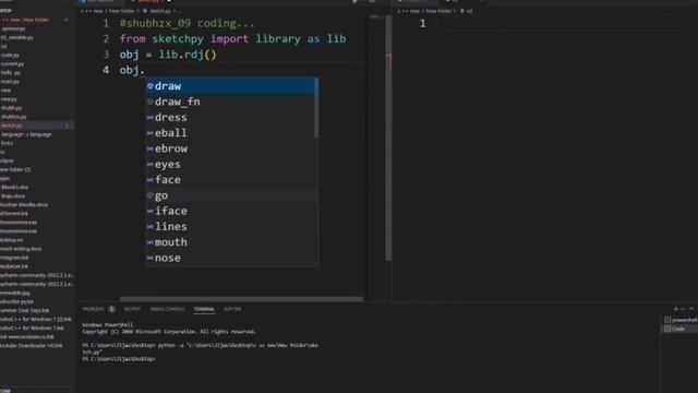 python in sketch man design graphics video  draw just 3 line....