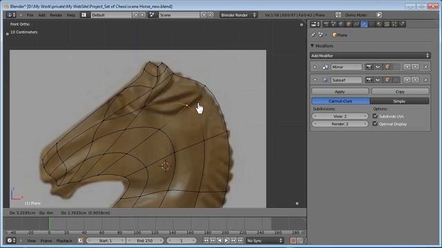 Урок "Моделирование шахматной фигуры в Blender - Конь" 1 часть