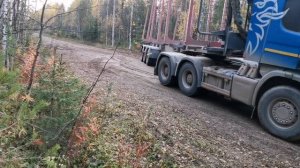 Разворот в лесу на полуприцепе