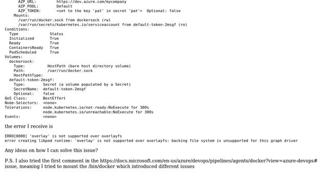 azure kubernetes docker in docker: 'overlay' is not supported over overlayfs смотреть онлайн