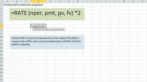 Finding Yield to Maturity using Excel