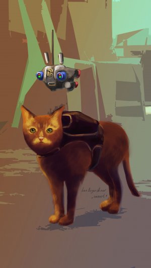 Рисунок кота из Stray ivanart