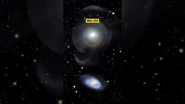 Столкновение галактик NGC 474 и NGC 470