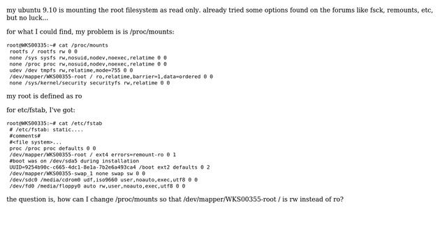 Ubuntu: ro root fs on /proc/mounts смотреть онлайн