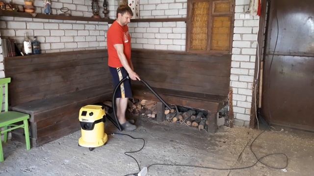 KARCHER WD 3 функция выдува. Тест на опилках.