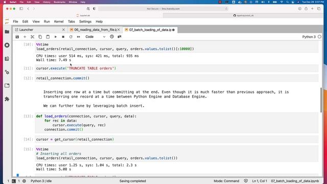 Mastering Python - Database Programming - Batch Operations - 07 Batch Loading of Data
