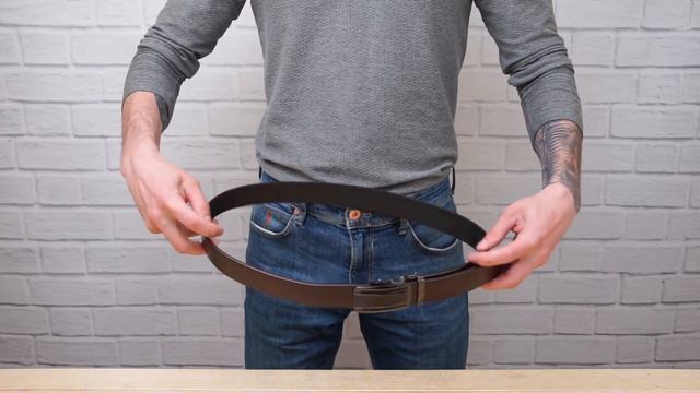 Обзор мужского ремня c затемненной пряжкой автомат Vintage 20296 смотреть онлайн