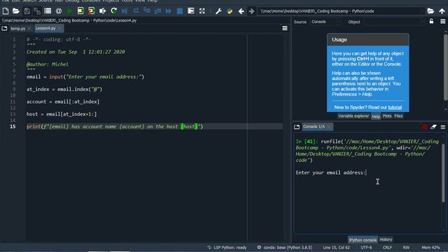 Coding Bootcamp: Python. Lesson 4: Strings and User Input (Part 3: String Functions)