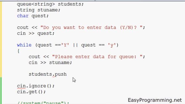 Easy Programming - Beginner C++ Tutorial - Using #include queue in C++ (33)