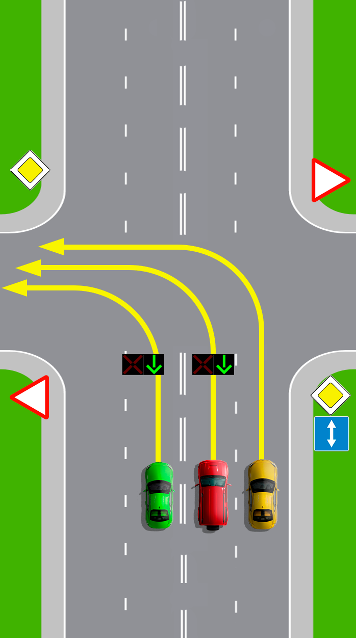 Кто из водителей выбрал разрешенное положение на проезжей части для выполнения поворота налево?