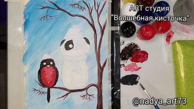 Зимний сюжетик для детей. Птицекот? Рисование гуашью. #рисованиедлядетей #арт #мк #рисуемпросто смотреть онлайн