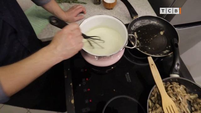 Лазанья с курицей и грибами