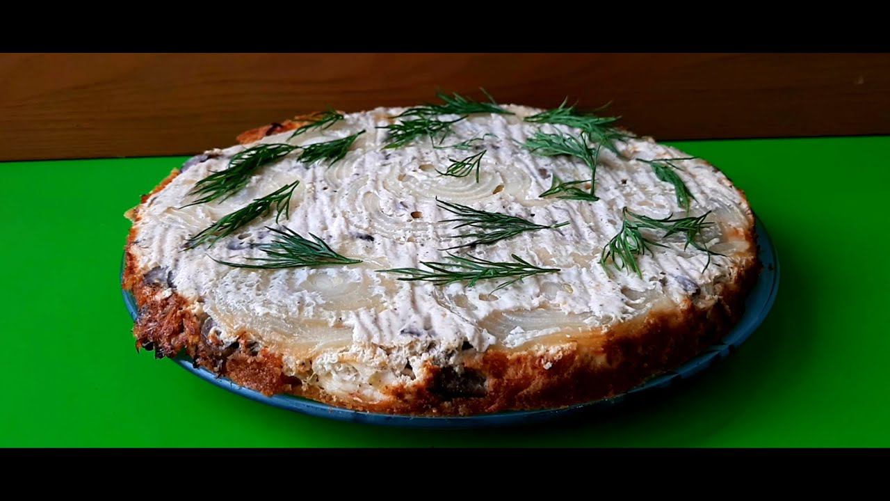 Заливной пирог с курицей и грибами. Тесто нежнейшее и много начинки!
