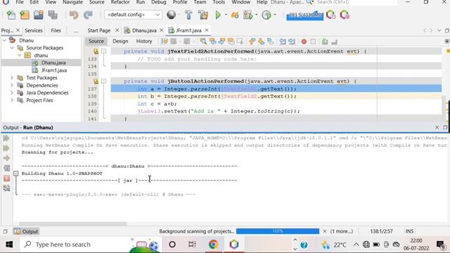 Java Swing application development video by 2nd Semester Student DHANUSH H R of 2021 batch. смотреть онлайн