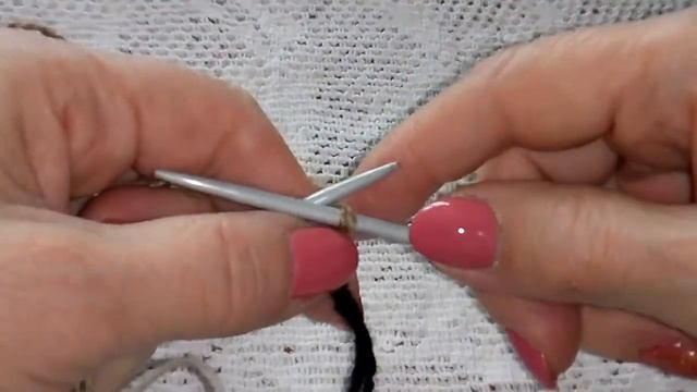Ленивый жаккард "Гусиные лапки" спицами.