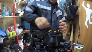 Мотор Hidea 9 9 Меняю шнур на стартере, замена масло в редукторе