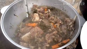 Хашлама из баранины с зеленью в казане