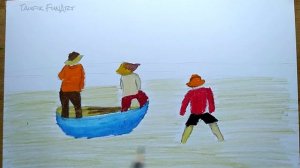 How to DRAW Scenery of Fishermen Catch fish | Step by Step