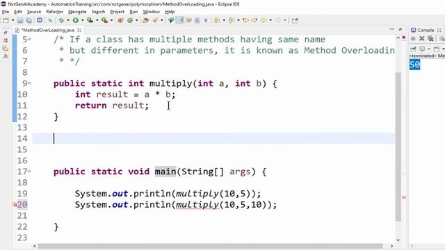 Java for Selenium : 30. Polymorphism | Method Overloading | Code Implementation |Usage |OOPS Concep