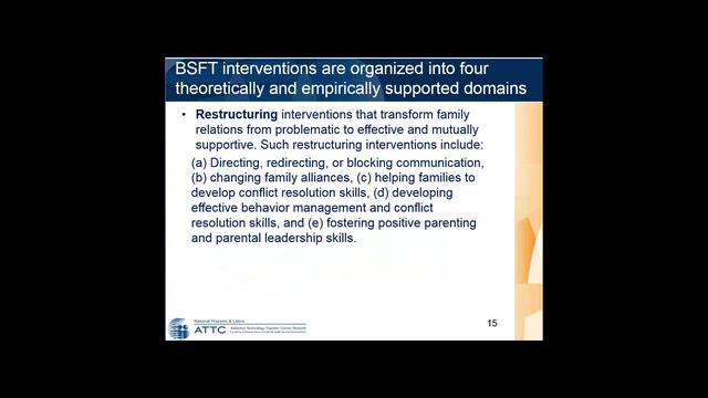 An evidence based practice: Brief Strategic Family Therapy® BSFT® model
