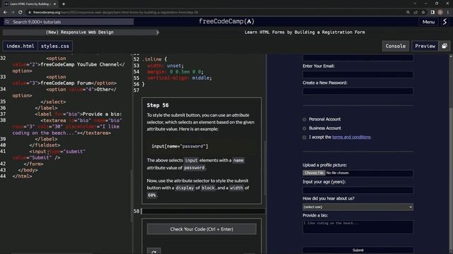 (ARCHIVED) Learn HTML Forms by Building a Registration Form - Step 56
