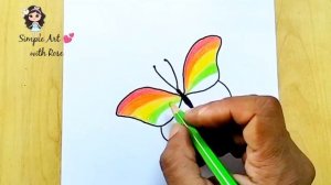 colourful butterfly marker drawing Rainbow butterfly drawing| butterfly drawing for kids| simpleart